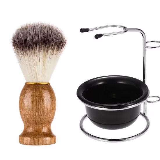 Shaving Brush Kit Including Brush, Down and Stand