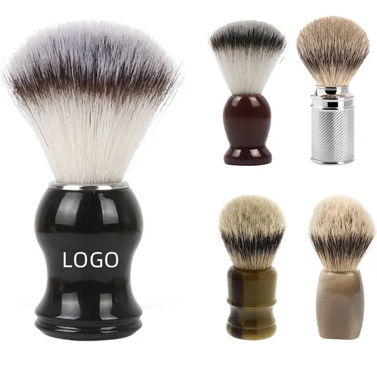 Custom High Quality Synthetic Men′s Matt Black Shaving Brush Durable Vegetarian Protection Nylon Hair Shaving Brush 