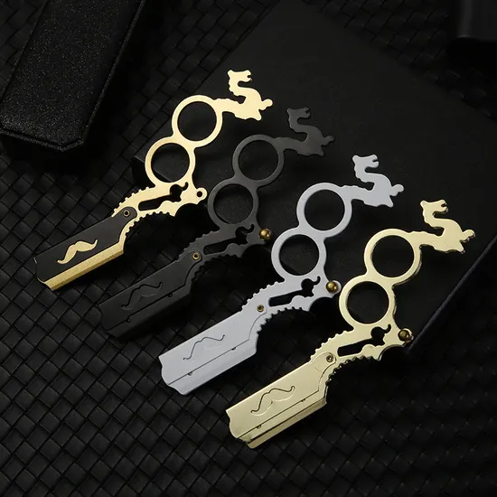 Men Folding Razor Straight Barber Edge Steel Folding Shaving Razor 