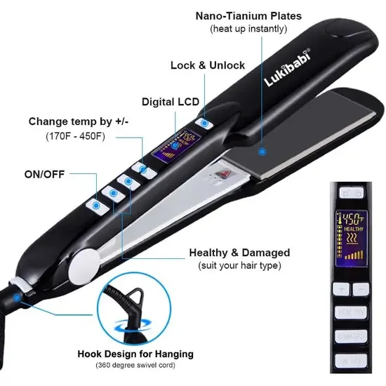 Sheglam Hair Straightener Electric Wet / Dry Straightening Ceramic Flat Iron Hair Styling Tool 