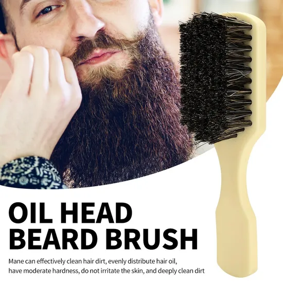 Cleaning Mustache Tools Boar Bristle Men′s Shaving Brush Portable Barber Natural Beard Brush 