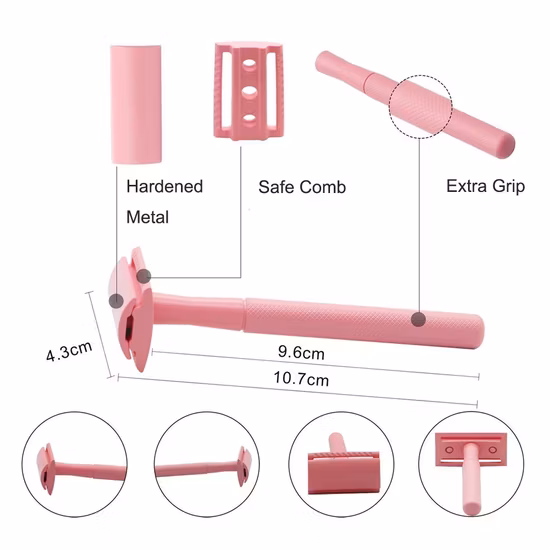Multiple Color Metal Reusable Safety Razor for Women and Men